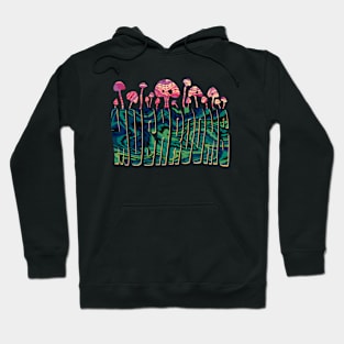 Mushrooms in a trippy, hippy type design Hoodie